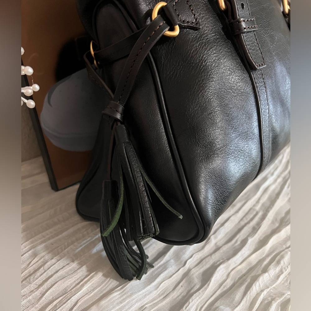 Dooney & Bourke Black Leather Tote with Gold Hardware - Picture 5 of 9